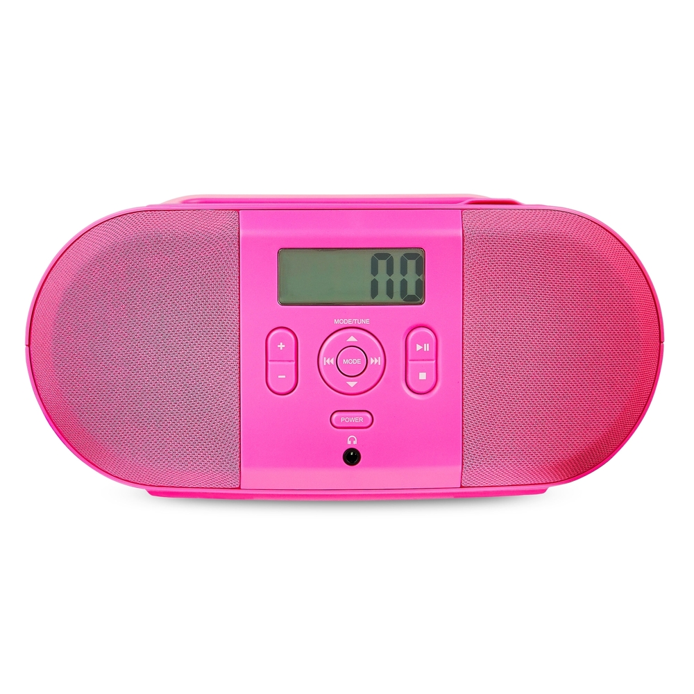 Vibrant Pink Boombox with CD Player and Radio